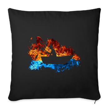 Bateau de feu Pêcheur Flamme Bateau pêcheur Pêcheur - Housse de coussin décorative 45 x 45 cm - noir - Devant