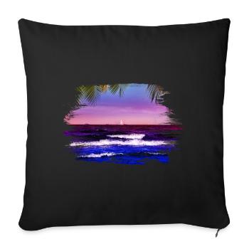 sunset over the sea under palm trees - Sofa pillowcase 17,3'' x 17,3'' (45 x 45 cm) - black - Front