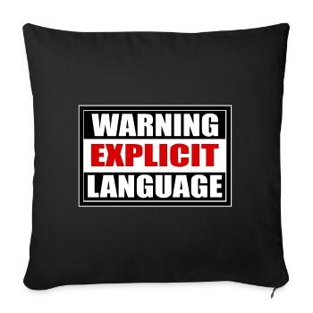 Attention langage grossier - Housse de coussin décorative 45 x 45 cm - noir - Devant