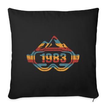 Ski Skifahrer 1983 Geburtstag Skibrille - Sofakissenbezug 45 x 45 cm - Schwarz - Vorne