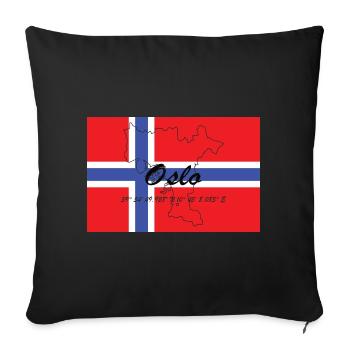 Oslo - Hauptstadt mit GPS & Flagge - Sofakissenbezug 45 x 45 cm - Schwarz - Vorne