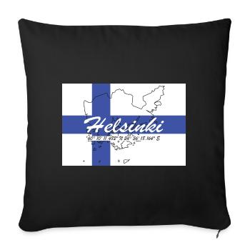 Helsinki - Hauptstadt mit GPS & Flagge - Sofakissenbezug 45 x 45 cm - Schwarz - Vorne