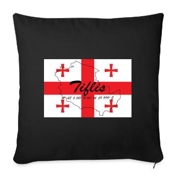 Tiflis - Hauptstadt mit GPS & Flagge - Sofakissenbezug 45 x 45 cm - Schwarz - Vorne