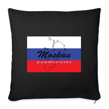 Moskau - Hauptstadt mit GPS & Flagge - Sofakissenbezug 45 x 45 cm - Schwarz - Vorne