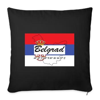 Belgrad - Hauptstadt mit GPS & Flagge - Sofakissenbezug 45 x 45 cm - Schwarz - Vorne