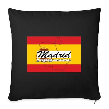 Madrid - Hauptstadt mit GPS & Flagge - Sofakissenbezug 45 x 45 cm - Schwarz - Vorne