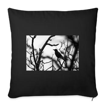 Corbeau en hiver - Housse de coussin décorative 45 x 45 cm - noir - Devant