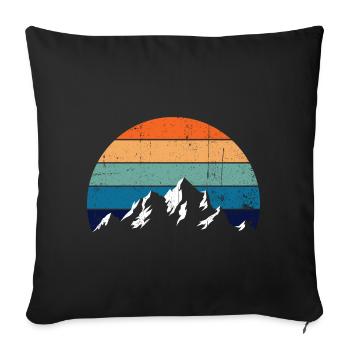 Gradient rétro du coucher de soleil de la montagne - Housse de coussin décorative 45 x 45 cm - noir - Devant