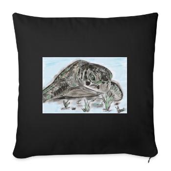 Sea Turtle Illustration – Rest Patience Goal - Sofa pillowcase 17,3'' x 17,3'' (45 x 45 cm) - black - Front