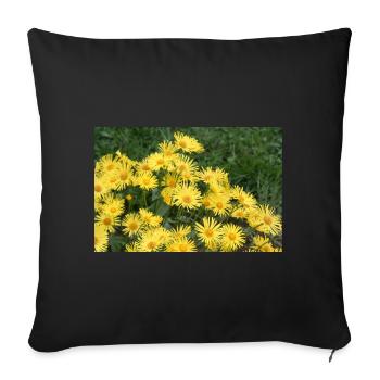 Flowers gem root yellow - Sofa pillowcase 17,3'' x 17,3'' (45 x 45 cm) - black - Front