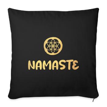 Namaste Fleur de Vie Or Yoga Méditation de luxe - Housse de coussin décorative 45 x 45 cm - noir - Devant