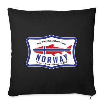 Norway Fly Fishing Adventure Salmon Fishing, Fly - Sofa pillowcase 17,3'' x 17,3'' (45 x 45 cm) - black - Front