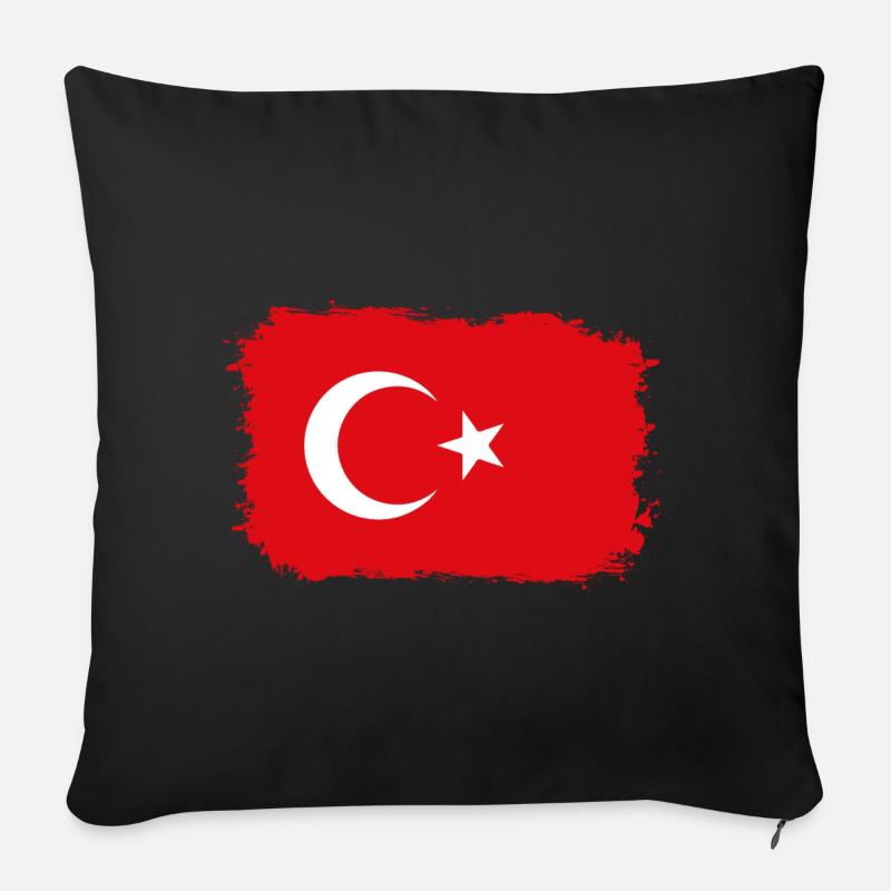 Drapeau de la Turquie - Housse de coussin décorative 45 x 45 cm - noir