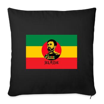 REGGAE FLAG - HAILE SELASSIE - JAH RASTAFARI - Sofa pillowcase 17,3'' x 17,3'' (45 x 45 cm) - black - Front