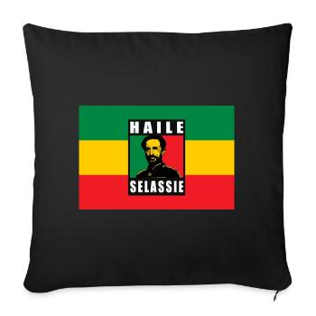 REGGAE RASTA FLAG - SELASSIE I - JAH RASTAFARI - Housse de coussin décorative 45 x 45 cm - noir - Devant