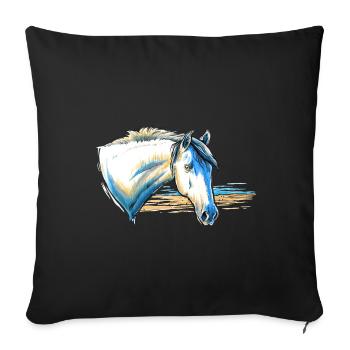 Portrait de cheval - Housse de coussin décorative 45 x 45 cm - noir - Devant