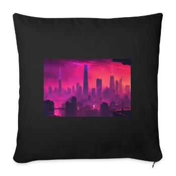 New York Skyline im CyberPunk Blade Runner Style - Sofakissenbezug 45 x 45 cm - Schwarz - Vorne