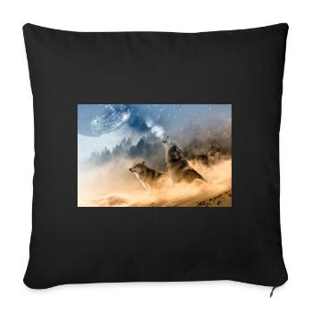 Loups hurlant à la lune / Beaux loups - Housse de coussin décorative 45 x 45 cm - noir - Devant