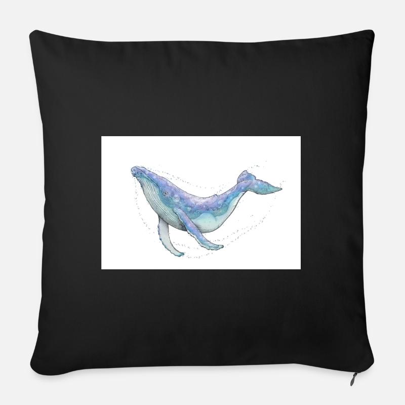 Baleine à bosse - Housse de coussin décorative 45 x 45 cm - noir