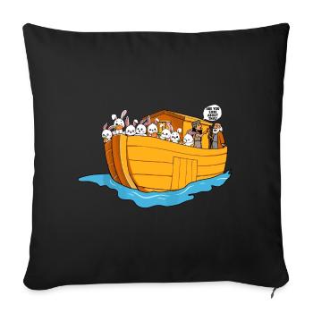 Noah Arche Boot Hasen - Sofakissenbezug 45 x 45 cm - Schwarz - Vorne