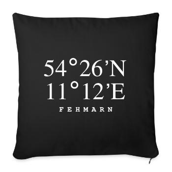 Fehmarn Koordinaten - Sofakissenbezug 45 x 45 cm - Schwarz - Vorne