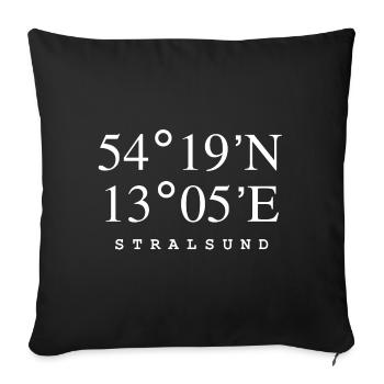 Stralsund Koordinaten - Sofakissenbezug 45 x 45 cm - Schwarz - Vorne