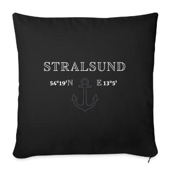 Stralsund Koordinaten - Sofakissenbezug 45 x 45 cm - Schwarz - Vorne