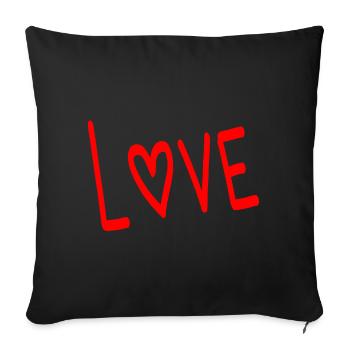 MOTHER'S DAY. HEART. HAPPY BIRTHDAY. MOM - Sofa pillowcase 17,3'' x 17,3'' (45 x 45 cm) - black - Front