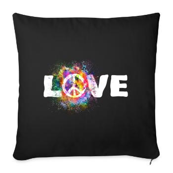 Symbole de paix Hippie Paix Liberté Amour - Housse de coussin décorative 45 x 45 cm - noir - Devant