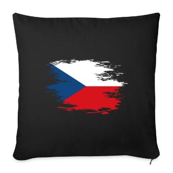 Drapeau de la République tchèque utilisé design - Housse de coussin décorative 45 x 45 cm - noir - Devant