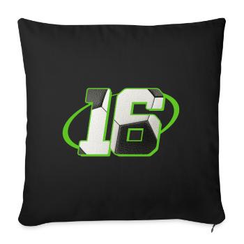 16 Anniversaire Football 16 ans Joueur de football - Housse de coussin décorative 45 x 45 cm - noir - Devant