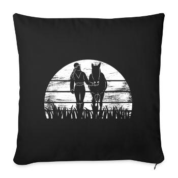 Horse Girl - Sofa pillowcase 17,3'' x 17,3'' (45 x 45 cm) - black - Front