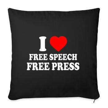 i love free speech free press - Housse de coussin décorative 45 x 45 cm - noir - Devant