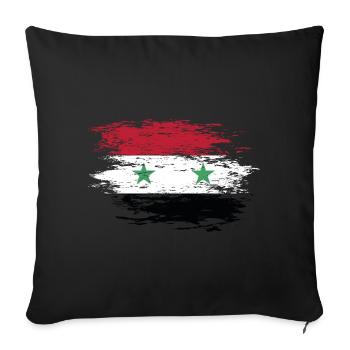 Drapeau de la Syrie utilisé - Housse de coussin décorative 45 x 45 cm - noir - Devant