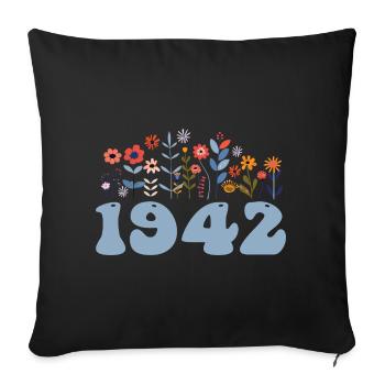 1942 Floral Pattern 1942 Floral Theme Flowers 1942 - Sofa pillowcase 17,3'' x 17,3'' (45 x 45 cm) - black - Front