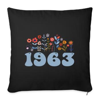 1963 Floral Pattern 1963 Floral Theme Floral 1963 - Sofa pillowcase 17,3'' x 17,3'' (45 x 45 cm) - black - Front