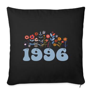 1996 Motif floral 1996 Thème floral 1996 - Housse de coussin décorative 45 x 45 cm - noir - Devant