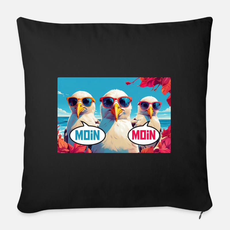 Moin Moin Möwen - Sofakissenbezug 45 x 45 cm - Schwarz