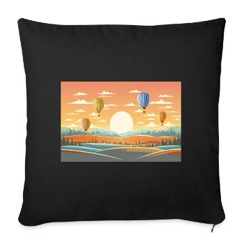 Hot Air Balloons - Sofa pillowcase 17,3'' x 17,3'' (45 x 45 cm) - black - Front