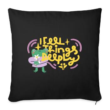 Je ressens les choses profondément – Grenouille émotionnelle - Housse de coussin décorative 45 x 45 cm - noir - Devant