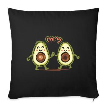 Funny Avocado Couple – Amour et amitié - Housse de coussin décorative 45 x 45 cm - noir - Devant