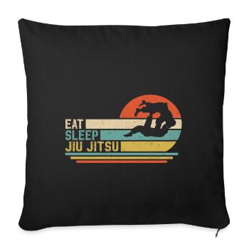 eat sleep jiu jitsu - Sofakissenbezug 45 x 45 cm - Schwarz - Vorne
