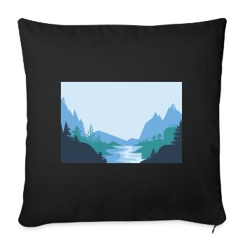 Minimalist landscape with river and mountains - Sofa pillowcase 17,3'' x 17,3'' (45 x 45 cm) - black - Front