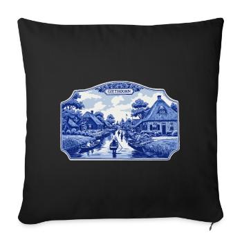 Giethoorn Delfter Blau - Sofakissenbezug 45 x 45 cm - Schwarz - Vorne