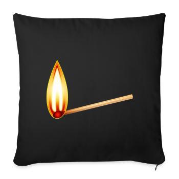 Burning match with a large warm flame - Sofa pillowcase 17,3'' x 17,3'' (45 x 45 cm) - black - Front