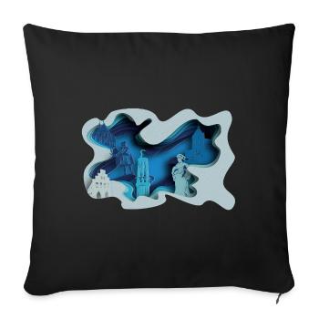 Moers city silhouette in hydrographic look - Sofa pillowcase 17,3'' x 17,3'' (45 x 45 cm) - black - Front
