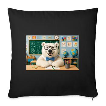 Cute Bear Scientist with Glasses - Sofa pillowcase 17,3'' x 17,3'' (45 x 45 cm) - black - Front