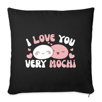 Je t’aime beaucoup mochi kawaii gâteau de riz mochi - Housse de coussin décorative 45 x 45 cm - noir - Devant