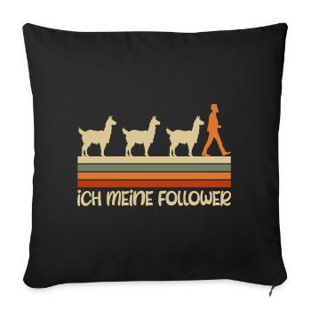Alpaca Fan I MEAN FOLLOWERS Retro Funny - Sofa pillowcase 17,3'' x 17,3'' (45 x 45 cm) - black - Front