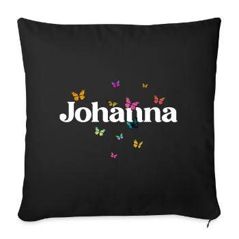 Beau prénom de fille avec des papillons JOHANNA - Housse de coussin décorative 45 x 45 cm - noir - Devant